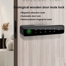 Load image into Gallery viewer, Electronic Smart Door Lock With Biometric Fingerprint / Password / Key Unlock USB Emergency Charge Silent Wooden Door Lock
