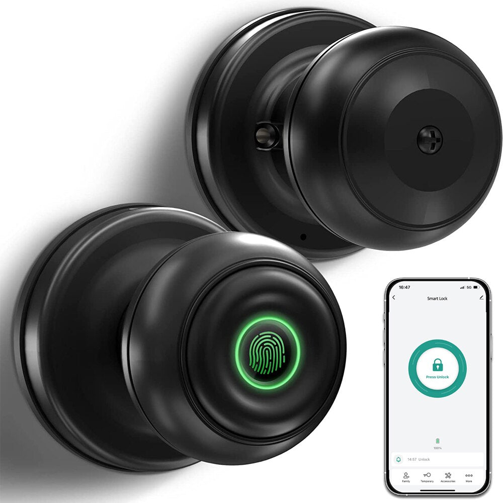 Smart Fingerprint Door Lock Round for Tuya Bluetooth-compatible Remote Control Indoor Ball Lock Biometric Keyless Entry