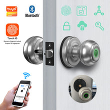 Load image into Gallery viewer, Smart Fingerprint Door Lock Round for Tuya Bluetooth-compatible Remote Control Indoor Ball Lock Biometric Keyless Entry
