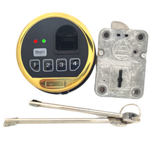 Load image into Gallery viewer, Fingerprint Safe Lock Biometric Gold Keypad Swingbolt Lock With 2 Override Keys
