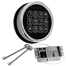 Load image into Gallery viewer, Gun Safe Lock Replacement,Chrome Keypad Electronic Safe Lock with Solenoid Lock 2 Override Keys and Circuit Board Lock
