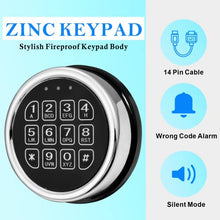 Load image into Gallery viewer, Zinc Alloy Swing Bolt Gun Safe Lock Replacement, Chrome Keypad with 14 Ribbon Cable Access Gun Lock, Safe Accessories Lock Part Complete Set
