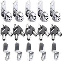 Load image into Gallery viewer, 5 Pack Tubular Cam Locks Keyed Alike-5/8 Inch ,Cabinet Locks for RV Storage Lock, Tool Box Drawer, Secue Door Files,Mailbox Locks, Cabinet Drawer Locks and More(Zinc Alloy)
